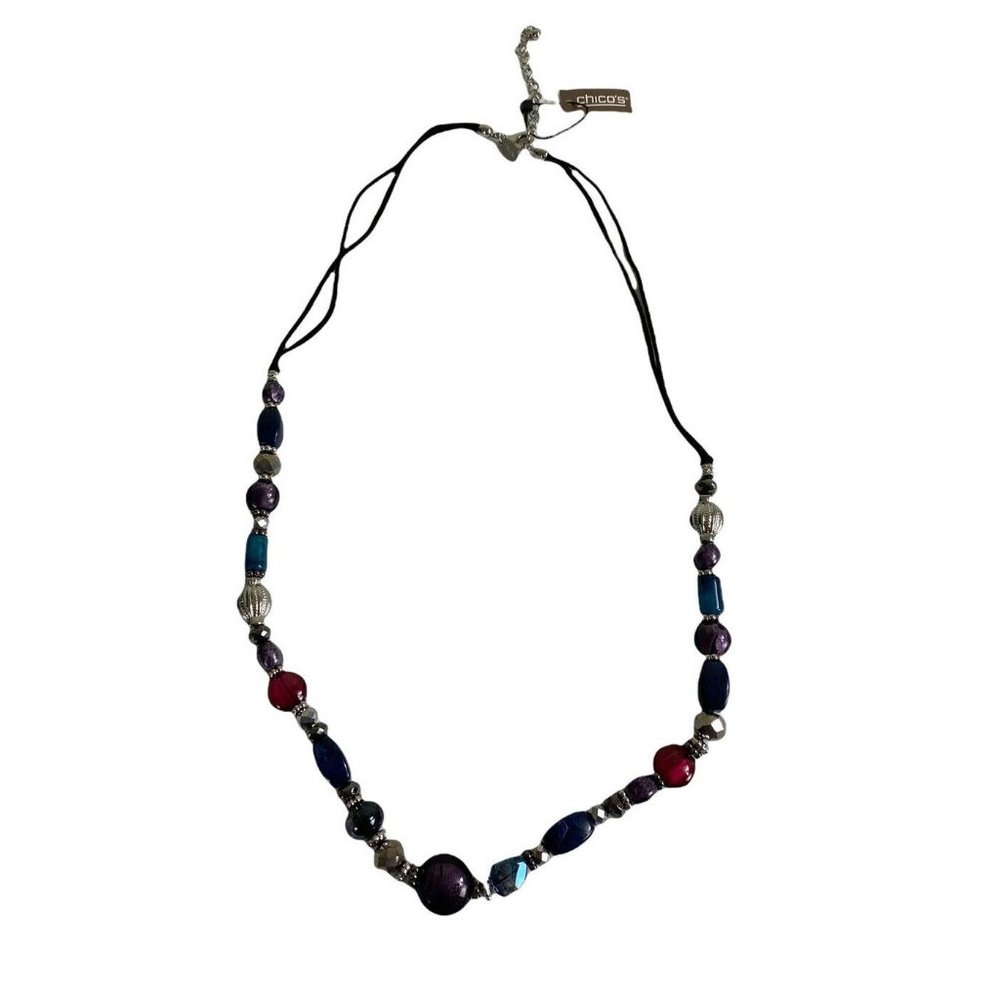 New Chico's Gem Tone Long Necklace 36" With Lobster Claw Closure Adjustable New